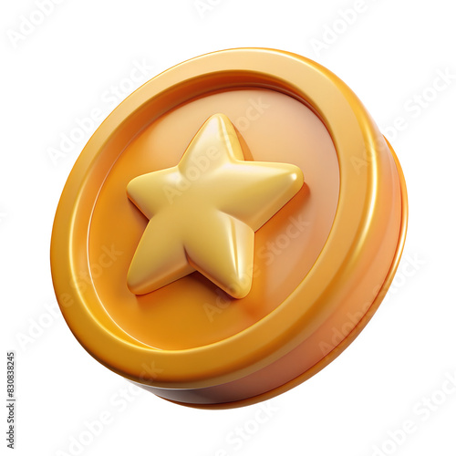 Game coin in 3d style with star