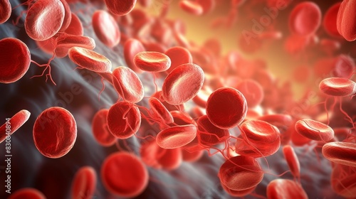 Blood cells in the body, erythrocytes close-up photo
