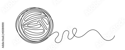 Ball of yarn continuous art line sign Round skein