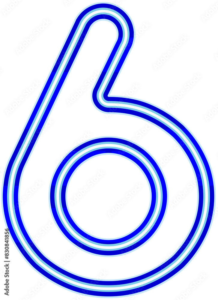 Vector bright blue neon light number typography design-6 Vector bright blue neon light number typography design-6
