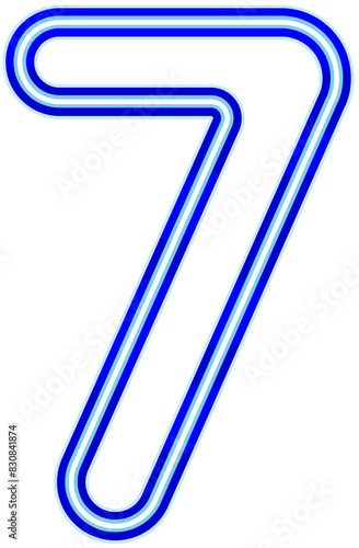 Vector bright blue neon light number typography design-7