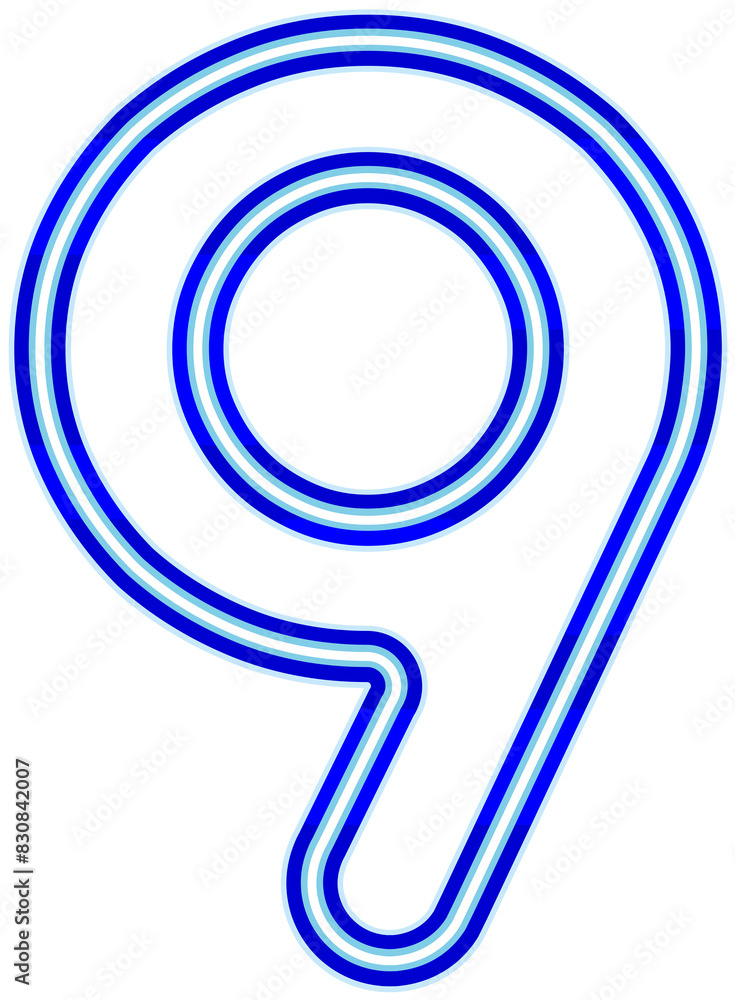Vector bright blue neon light number typography design-9 Vector bright blue neon light number typography design-9