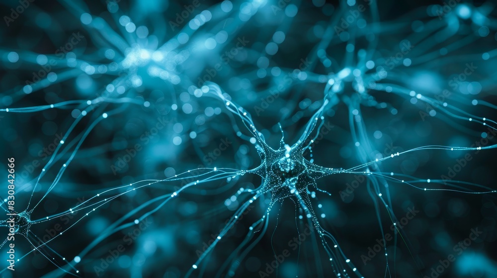 Obraz premium Neural network web and data encryption symbols, close up, perfect for AI and tech themes, whimsical, Silhouette, futuristic digital backdrop