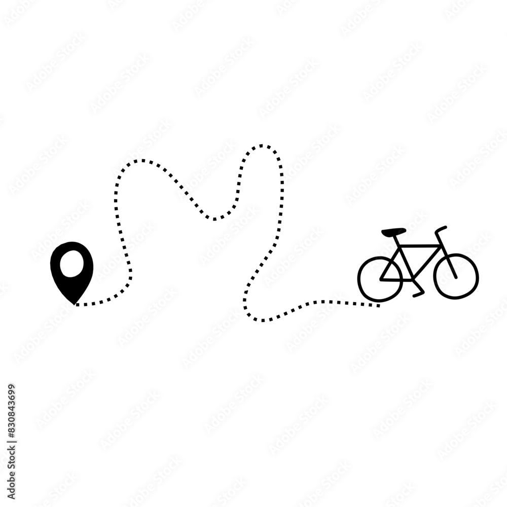 Bicycle dotted line route path Bicycle dotted line route path