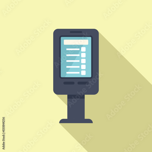 Flat vector illustration of an interactive digital kiosk with a shadow