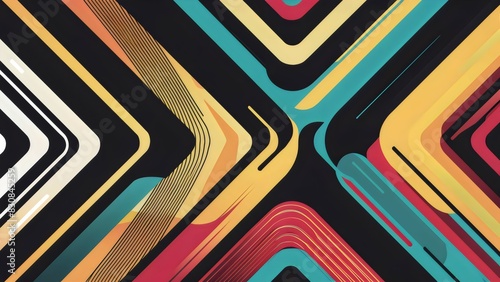 An eye-catching abstract vector artwork featuring a dynamic array of vibrant, geometric patterns photo