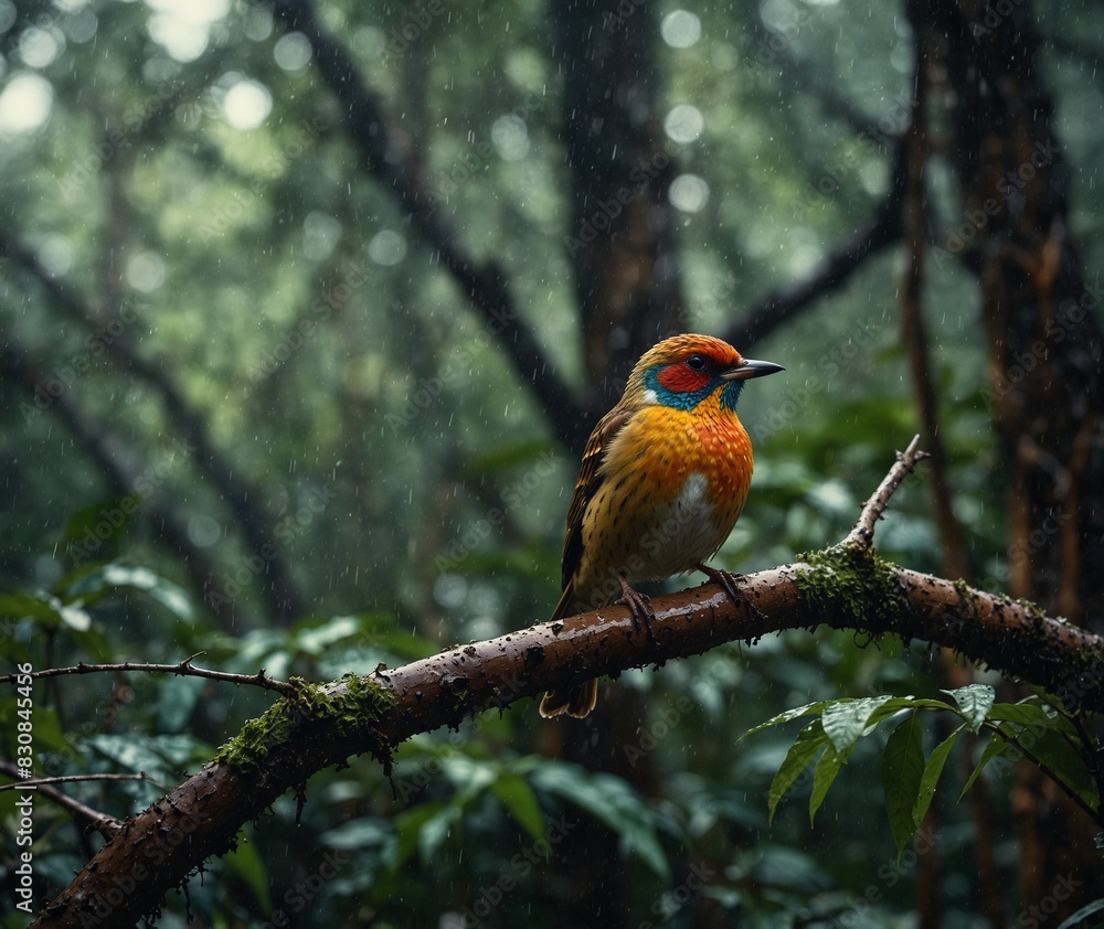 
Sparrow, Eagle, Hawk, Owl, Pigeon, Crow, Robin, Parrot, Penguin, Flamingo, Swan, Hummingbird, Peacock, Woodpecker, Seagull, Toucan, Canary, Finch, Peli sitting on a branch in the natural green forest