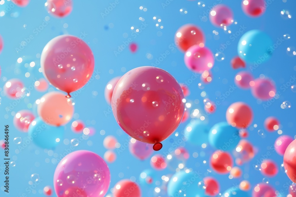 Colorful balloons soar in clear sky Colorful balloons soar in clear sky