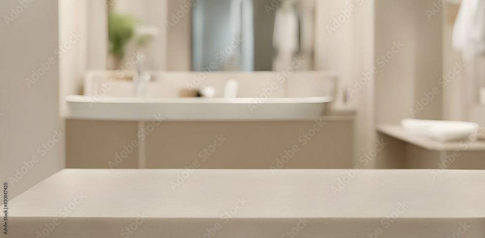tabletop counter. out of focus bathroom. copy space tabletop counter. out of focus bathroom. copy space