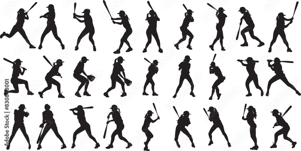 set of silhouettes baseball players in vector silhouettes Set of Baseball player silhouette vector, Softball silhouette collection set of silhouettes baseball players in vector silhouettes Set of Baseball player silhouette vector, Softball silhouette collection