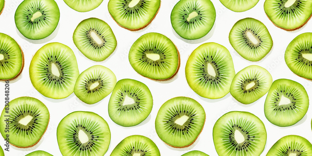 Fototapeta premium A pattern of kiwi slices. Vertical location.