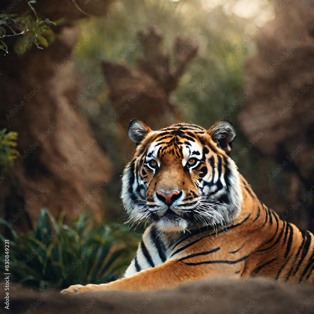 Fototapeta premium Tiger is hunting in the forest