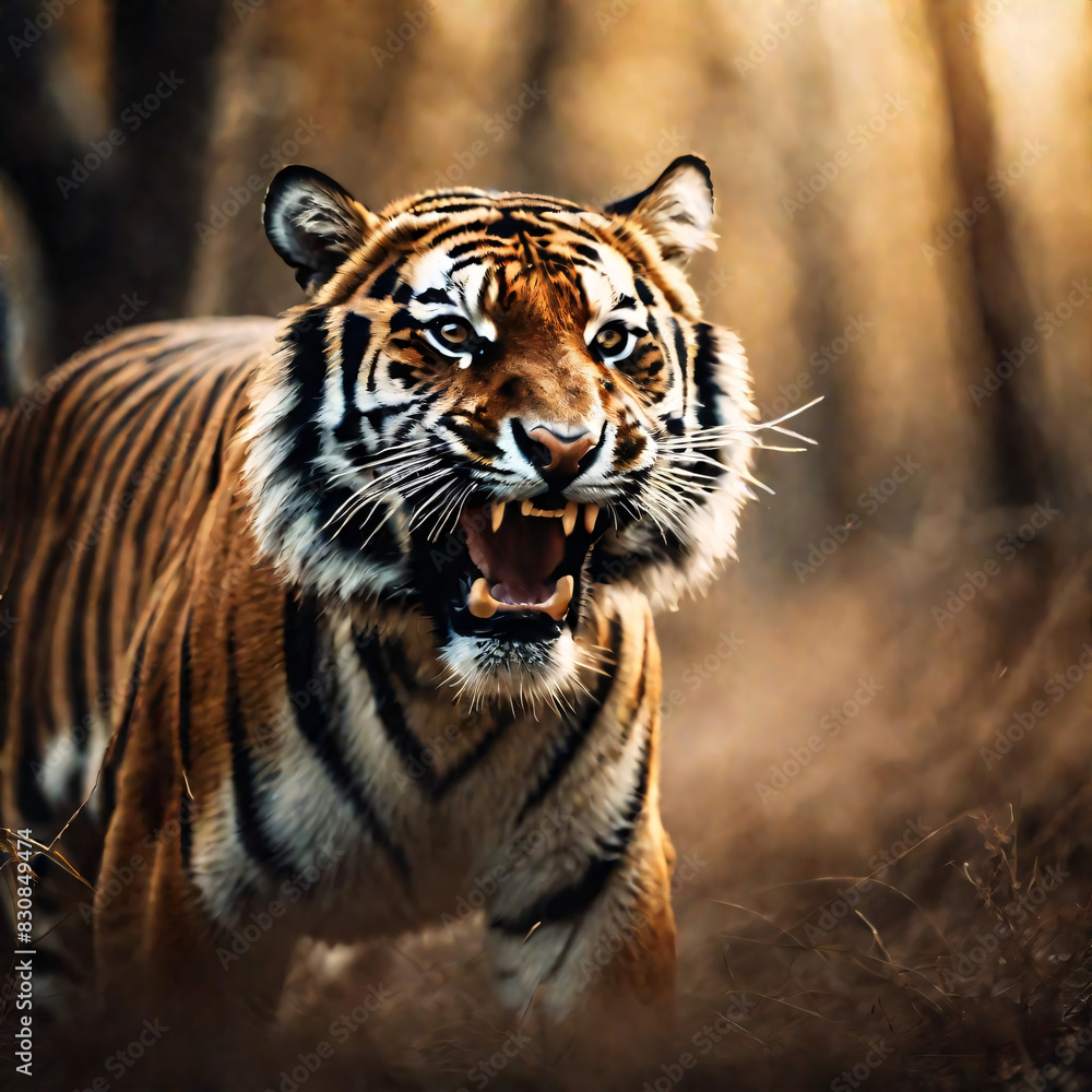 Fototapeta premium Tiger is hunting in the forest