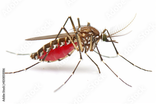 entire mosquito body. A comprehensive model of a macro camera. macro lens with 100mm focal length. Light of day. isolated against a white backdrop. scientific images