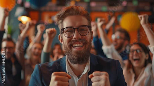A Man Celebrating a Victory photo