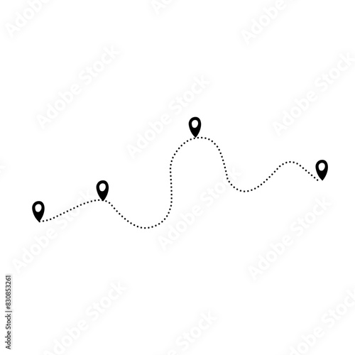 travel route line icon with dotted line