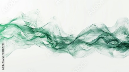 Green and White Smoke Swirls on White Background