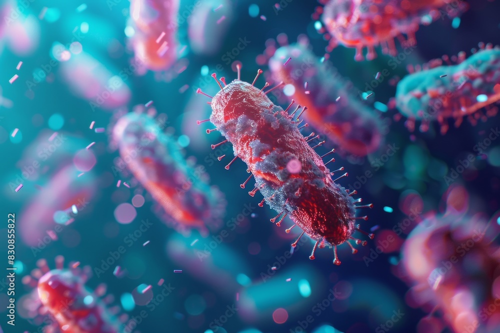 rod bacteria floating around in empty matter, blurry backround, realistic design rod bacteria floating around in empty matter, blurry backround, realistic design