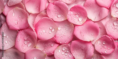 Rose Flower Petals Background With Dew Drops