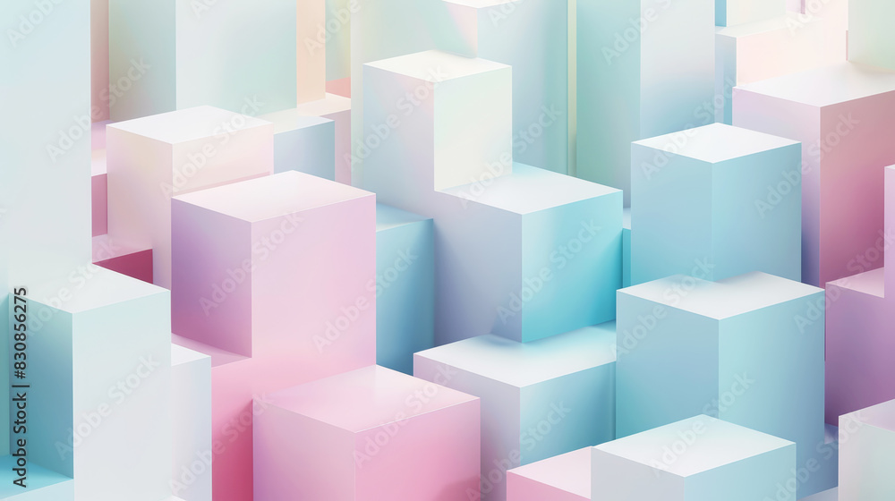 Digital style background with smooth 3D cubes, girly pastel colors, aesthetic business concept. Generative AI Digital style background with smooth 3D cubes, girly pastel colors, aesthetic business concept. Generative AI