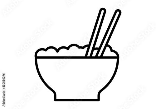 Icono negro de tazón con sopa o comida caliente con palillos chinos.