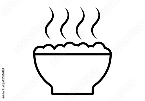 Icono negro de tazón con sopa o comida caliente.