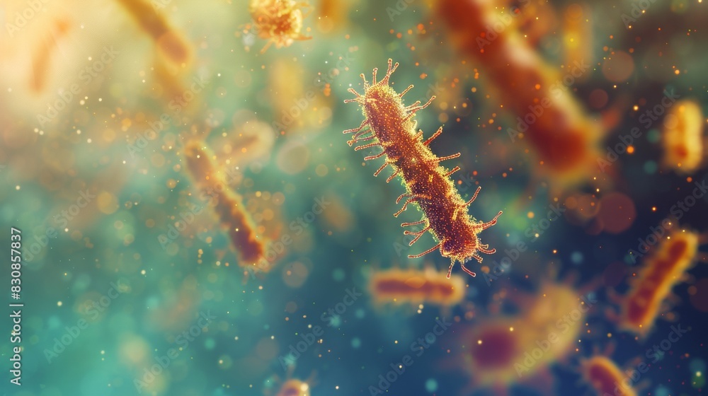 rod bacteria floating around in empty matter, blurry backround, realistic design rod bacteria floating around in empty matter, blurry backround, realistic design