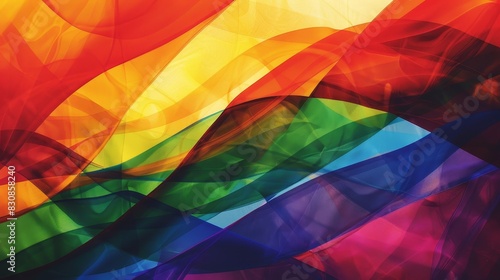 A colorful composition of overlapping rainbow flag photo