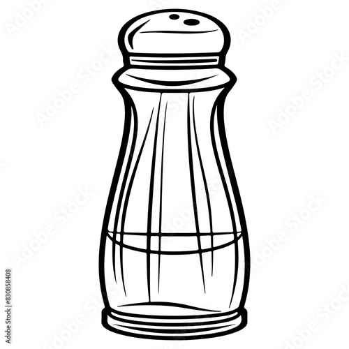 Silhouette of a salt shaker in black and white, ideal for culinary and kitchen-related designs.