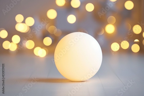 Festive White Christmas Ornament with Sparkling Lights Bokeh Background