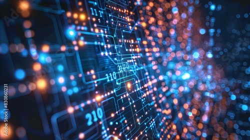 Wallpaper Mural Digital Circuit Board with Glowing Lights Torontodigital.ca