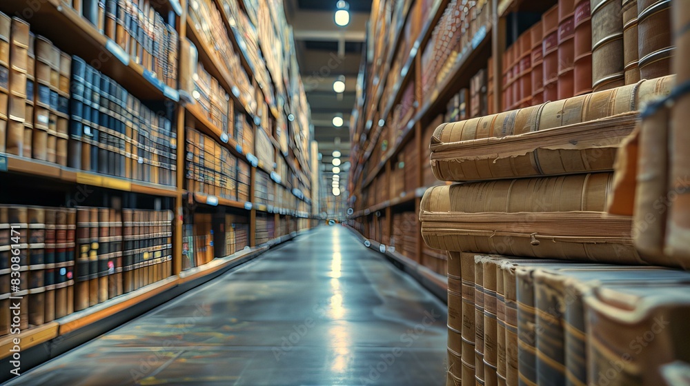 Library Aisle Filled with Books