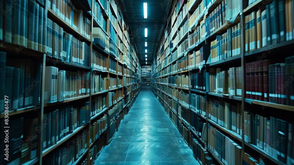 Library Aisle with Bookshelves Library Aisle with Bookshelves