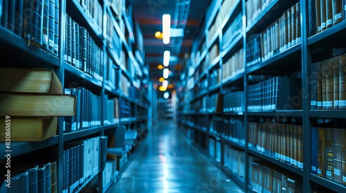 Wallpaper Mural Library Aisle with Bookshelves Torontodigital.ca