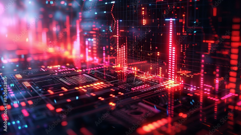 Obraz premium High-tech Data Network Visualization