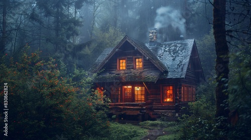 Cozy Cabin in the Rain