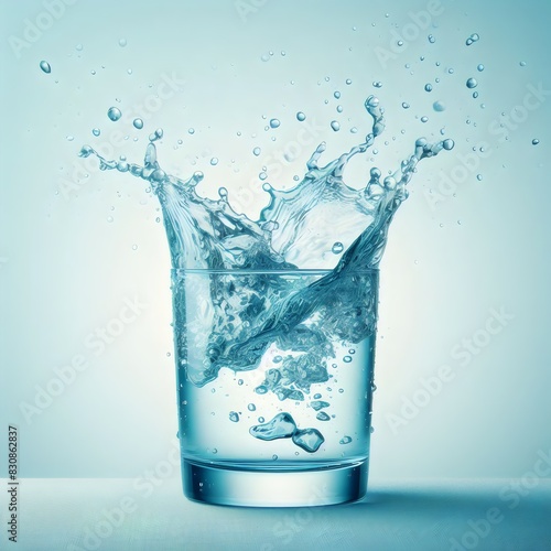 glass of water transparent splash isolated white background 