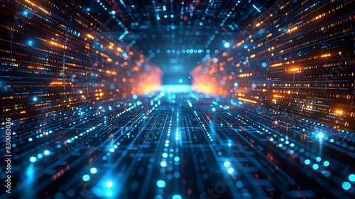 Futuristic Data Stream and Cyber Network photo