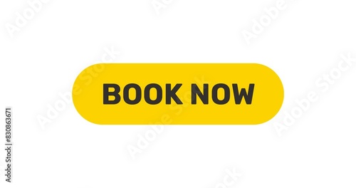 Click on Book Now button, push by arrow cursor, flat style reserve yellow button, footage with transparent background  photo