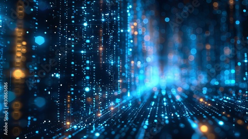 Wallpaper Mural Blue and Gold Neon Data Stream Torontodigital.ca