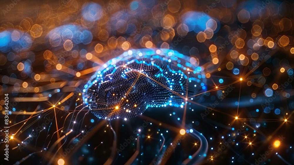 Neural Network Concept with Futuristic Lights Neural Network Concept with Futuristic Lights