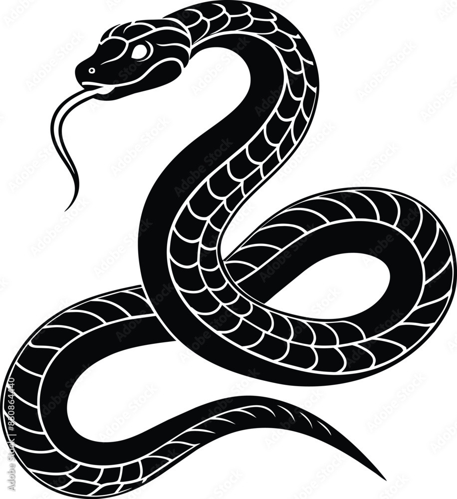 Fototapeta premium Snake silhouette vector illustration design