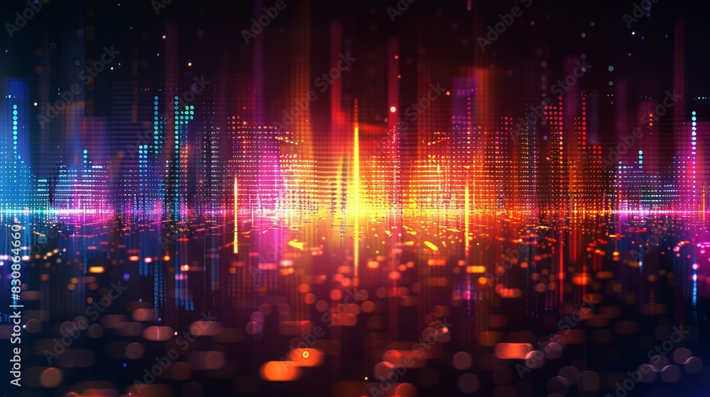 Neon Cityscape with Colorful Lights