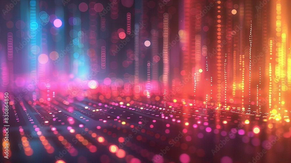 Abstract Colorful Neon Light Bokeh Background