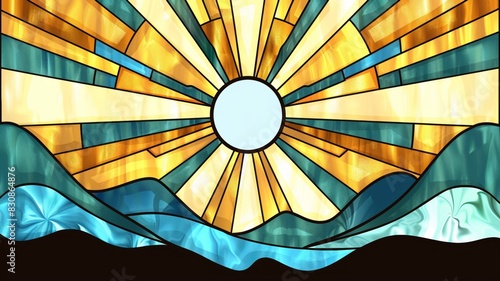Stained Glass Window Featuring Sun Design