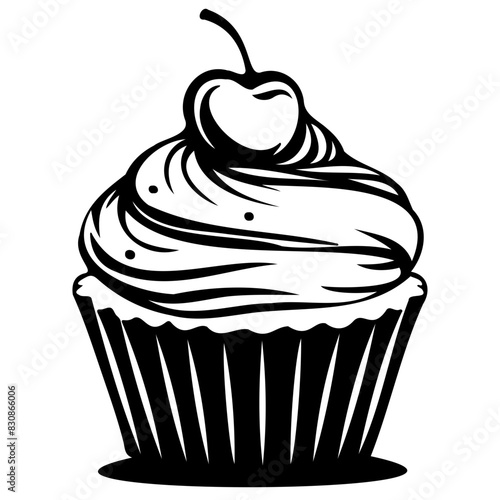 Delicious Cupcake with Swirled Frosting and Cherry on Top
