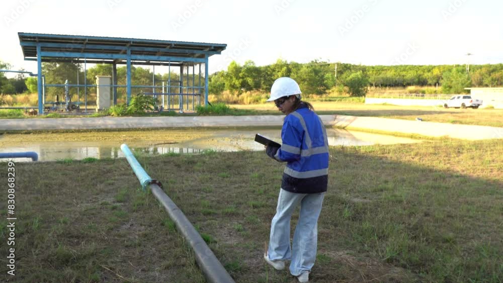Service engineer checking on waste water treatment plant,Environmental engineers inspect quality at water plants,Technicians work at a water station to produce tap water. Service engineer checking on waste water treatment plant,Environmental engineers inspect quality at water plants,Technicians work at a water station to produce tap water.