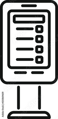 Line art icon of a streetside digital information terminal