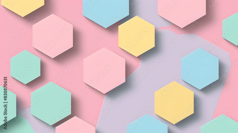 Modern Geometric Background with Hexagons in Pastel Pink and Blue Shades for Creative Projects Modern Geometric Background with Hexagons in Pastel Pink and Blue Shades for Creative Projects