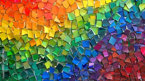 A vibrant 3D mosaic of rainbow hues embodying LGBTQ